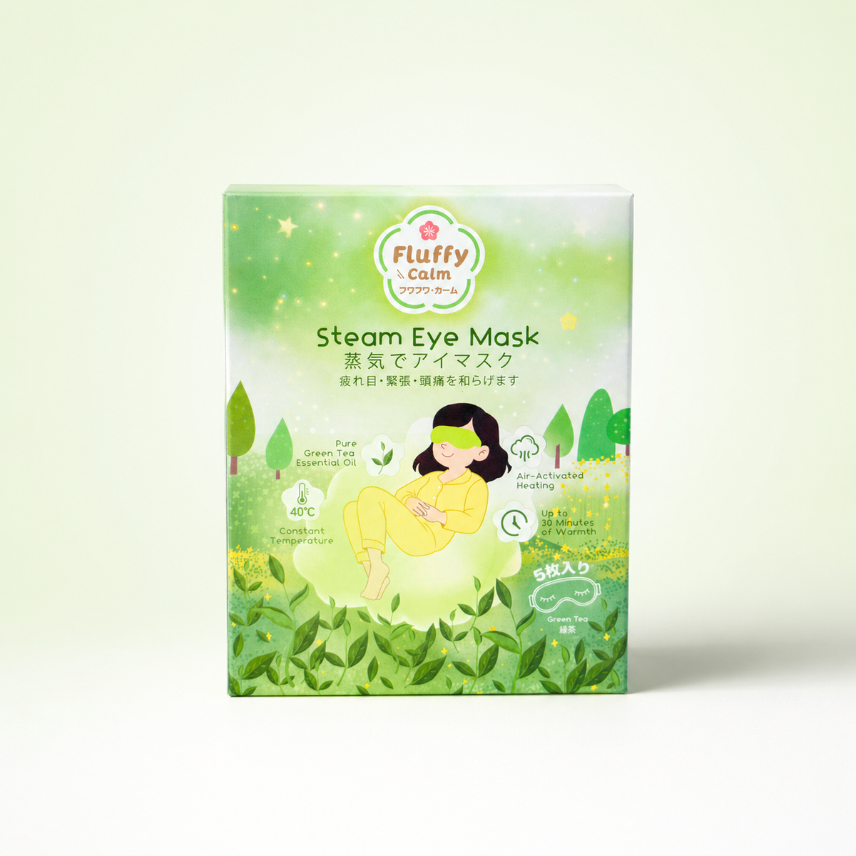 Fluffy Calm Steam Eye Mask Green Tea – pack